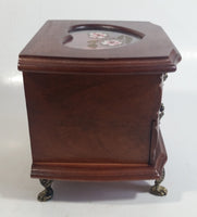 Vintage 1976 Gunther Mele Flower Design Pink Fabric Wooden Jewelry Box