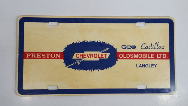 Preston Chevrolet Oldsmobile Geo Cadillac Langley, BC Dealership Plastic Vanity License Plate