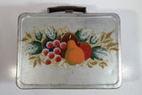 Vintage Thermos Brand Fruit Themed Red and Silver Tin Metal Lunch Box