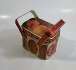 1988 Coca Cola Coke Soda Pop Vintage Advertising Themed Picnic Basket Shaped Tin Metal Container with Handles