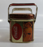 1988 Coca Cola Coke Soda Pop Vintage Advertising Themed Picnic Basket Shaped Tin Metal Container with Handles