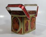 1988 Coca Cola Coke Soda Pop Vintage Advertising Themed Picnic Basket Shaped Tin Metal Container with Handles