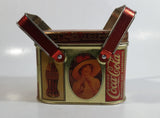 1988 Coca Cola Coke Soda Pop Vintage Advertising Themed Picnic Basket Shaped Tin Metal Container with Handles