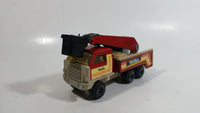 Vintage Early 1980s Tonka Crane Boom Truck Red and Beige Pressed Steel Toy Car Vehicle Collectible