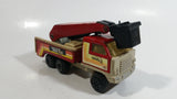 Vintage Early 1980s Tonka Crane Boom Truck Red and Beige Pressed Steel Toy Car Vehicle Collectible