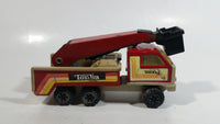 Vintage Early 1980s Tonka Crane Boom Truck Red and Beige Pressed Steel Toy Car Vehicle Collectible