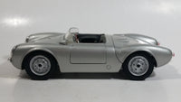 Maisto 1955 Porsche 550 A Spyder Convertible Silver Grey 1/18 Scale Die Cast Toy Car Luxury Vehicle with Opening Doors, Hood, and Trunk