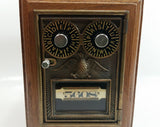 Vintage Olde Time Reproductions Created From Original Post Office Lock Boxes Combination Code Safe Wooden Cased Coin Bank Numbered 5608