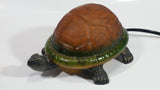 Amber Glass Shelled Bronze Finish Turtle Lamp