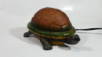 Amber Glass Shelled Bronze Finish Turtle Lamp