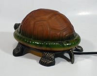 Amber Glass Shelled Bronze Finish Turtle Lamp