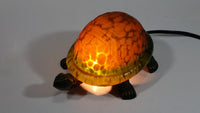 Amber Glass Shelled Bronze Finish Turtle Lamp