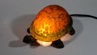 Amber Glass Shelled Bronze Finish Turtle Lamp