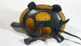 Amber Glass Shelled Bronze Finish Turtle Lamp