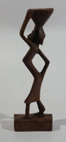 Vintage Man Carrying Container On Head 6 1/2" Tall Wood Carving