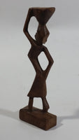 Vintage Man Carrying Container On Head 6 1/2" Tall Wood Carving