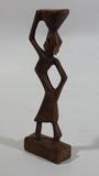 Vintage Man Carrying Container On Head 6 1/2" Tall Wood Carving