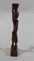 Vintage Man Carrying Container On Head 6 1/2" Tall Wood Carving