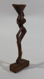 Vintage Man Carrying Container On Head 6 1/2" Tall Wood Carving