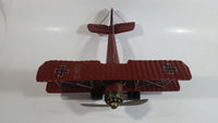 Vintage Style German Red Baron Bi-Plane WWII Large Tin Metal Military Airplane with Iron Cross Details