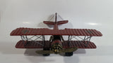 Vintage Style German Red Baron Bi-Plane WWII Large Tin Metal Military Airplane with Iron Cross Details