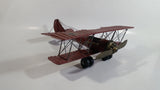 Vintage Style German Red Baron Bi-Plane WWII Large Tin Metal Military Airplane with Iron Cross Details