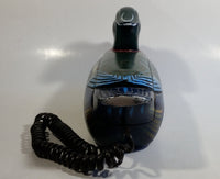 Rare Version Vintage Telemania Duck Shaped Wooden Carved Telephone  Tested and works but needs repair with speaker for incoming calls