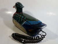 Rare Version Vintage Telemania Duck Shaped Wooden Carved Telephone  Tested and works but needs repair with speaker for incoming calls