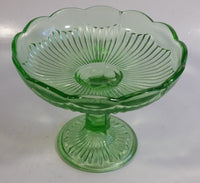 Vintage Green Depression Glass Pedestal Style Candy Dish