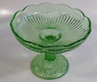 Vintage Green Depression Glass Pedestal Style Candy Dish