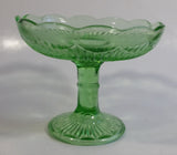 Vintage Green Depression Glass Pedestal Style Candy Dish