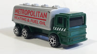 Maisto Special Edition Gas Tanker Metropolitan Heating & Fuel Oil Truck Dark Green and Silver Die Cast Toy Car Vehicle