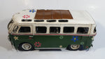 Vintage Style VW Volkswagen Hippy Bus Van Wagon Green and White Tin Metal Vehicle 13" Long