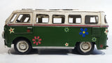 Vintage Style VW Volkswagen Hippy Bus Van Wagon Green and White Tin Metal Vehicle 13" Long