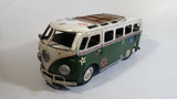 Vintage Style VW Volkswagen Hippy Bus Van Wagon Green and White Tin Metal Vehicle 13" Long