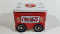 Drink Coca-Cola In Bottle 5 Cents Coke Trailer Shaped Tin Metal Container with Rolling Wheels