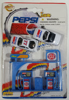 1990s Golden Wheel Special Edition Pepsi Team Racer #77 Die Cast Toy Race Car Vehicles with Gold Gas Blue Gas Station Pumps New in Package