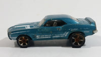 2010 Hot Wheels Muscle Mania 1969 Pontiac Firebird T/A Metalflake Aqua Blue Die Cast Toy Car Vehicle