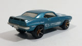 2010 Hot Wheels Muscle Mania 1969 Pontiac Firebird T/A Metalflake Aqua Blue Die Cast Toy Car Vehicle