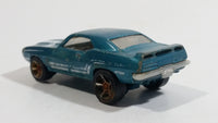 2010 Hot Wheels Muscle Mania 1969 Pontiac Firebird T/A Metalflake Aqua Blue Die Cast Toy Car Vehicle