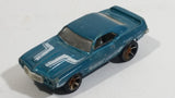 2010 Hot Wheels Muscle Mania 1969 Pontiac Firebird T/A Metalflake Aqua Blue Die Cast Toy Car Vehicle