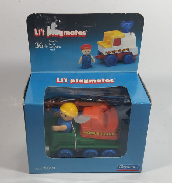 Vintage 1985 Li'l Playmates No. 780590 Mobile Crane Truck Orange, Green and Blue Plastic Toy Car Vehicle New in Box