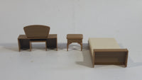 Vintage 1970s Arco Miss Merry's Plastic Doll Toys 3 Piece Bedroom Set of Bed, Vanity, and Night Stand - Made in Hong Kong