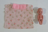 Vintage Doll Diaper Changing Blanket and Baby Plastic Toy Doll