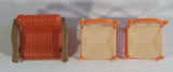 Vintage 1970s Arco Miss Merry's Plastic Doll Toys Dining Room and Patio Orange 3 Piece 2 Dining Chairs and 1 Patio Chair - Made in Hong Kong