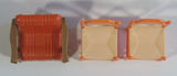 Vintage 1970s Arco Miss Merry's Plastic Doll Toys Dining Room and Patio Orange 3 Piece 2 Dining Chairs and 1 Patio Chair - Made in Hong Kong