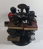 Antique 1905 Patent Cast Iron Double Level Carousel Rubber Stamp Holder with 12 Rubber Stamps