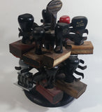 Antique 1905 Patent Cast Iron Double Level Carousel Rubber Stamp Holder with 12 Rubber Stamps