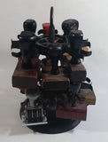 Antique 1905 Patent Cast Iron Double Level Carousel Rubber Stamp Holder with 12 Rubber Stamps