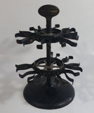 Antique 1905 Patent Cast Iron Double Level Carousel Rubber Stamp Holder with 12 Rubber Stamps